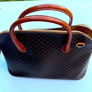 Vintage Celine handbag, macadam pattern dark brown.